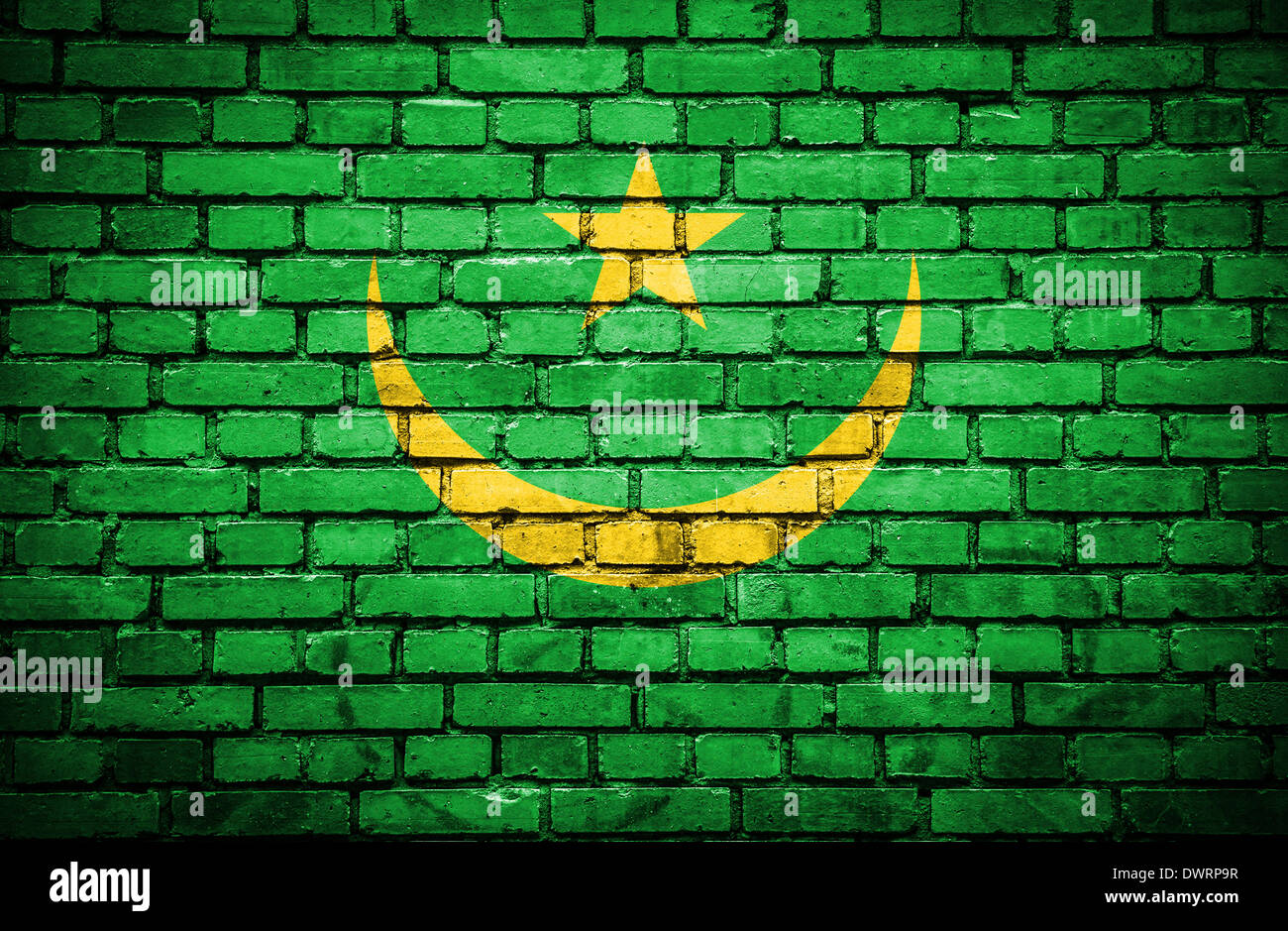 Brick wall with painted flag of Mauritania Stock Photo - Alamy