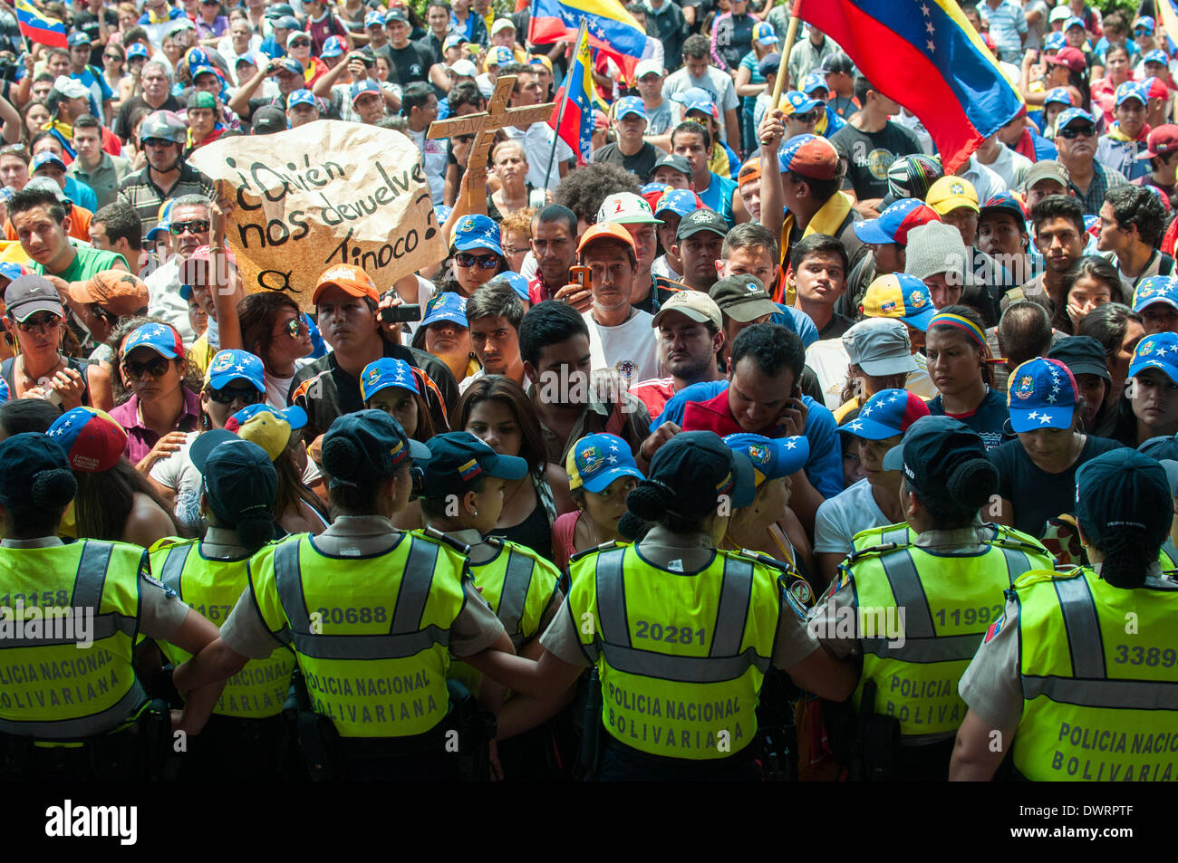 Tachira, Venezuela. 12th Mar, 2014. Demonstrators take part in a rally in front of the Public Ministry, in Tachira state, Venezuela, on March 12, 2014. Credit:  Manaure Quintero/Xinhua/Alamy Live News Stock Photo