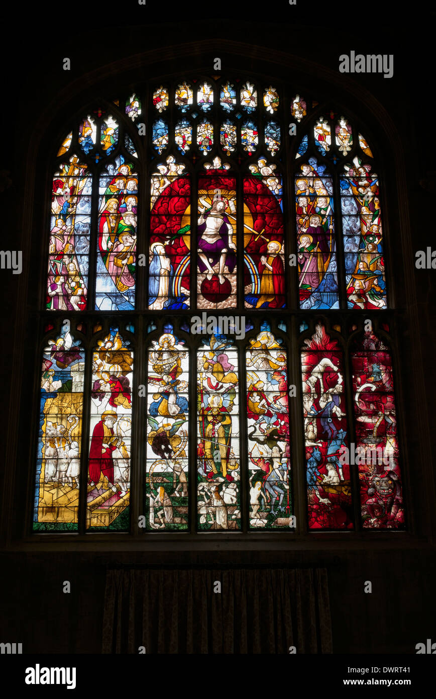 The Last Judgment Window Medieval Stained Glass Window At Saint Marys Church Fairford Gloucestershire England Stock Photo Alamy