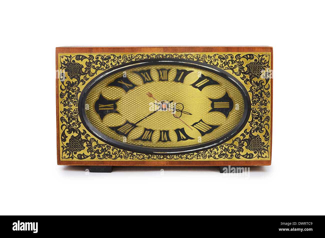 Old antiquarian clock isolated on white background Stock Photo - Alamy