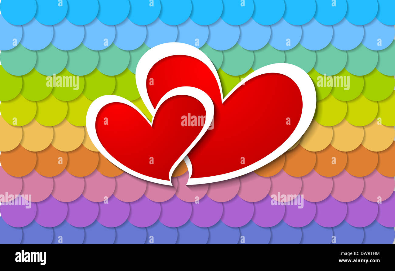 Valentines Day abstract background. Two vector paper hearts Stock Photo ...