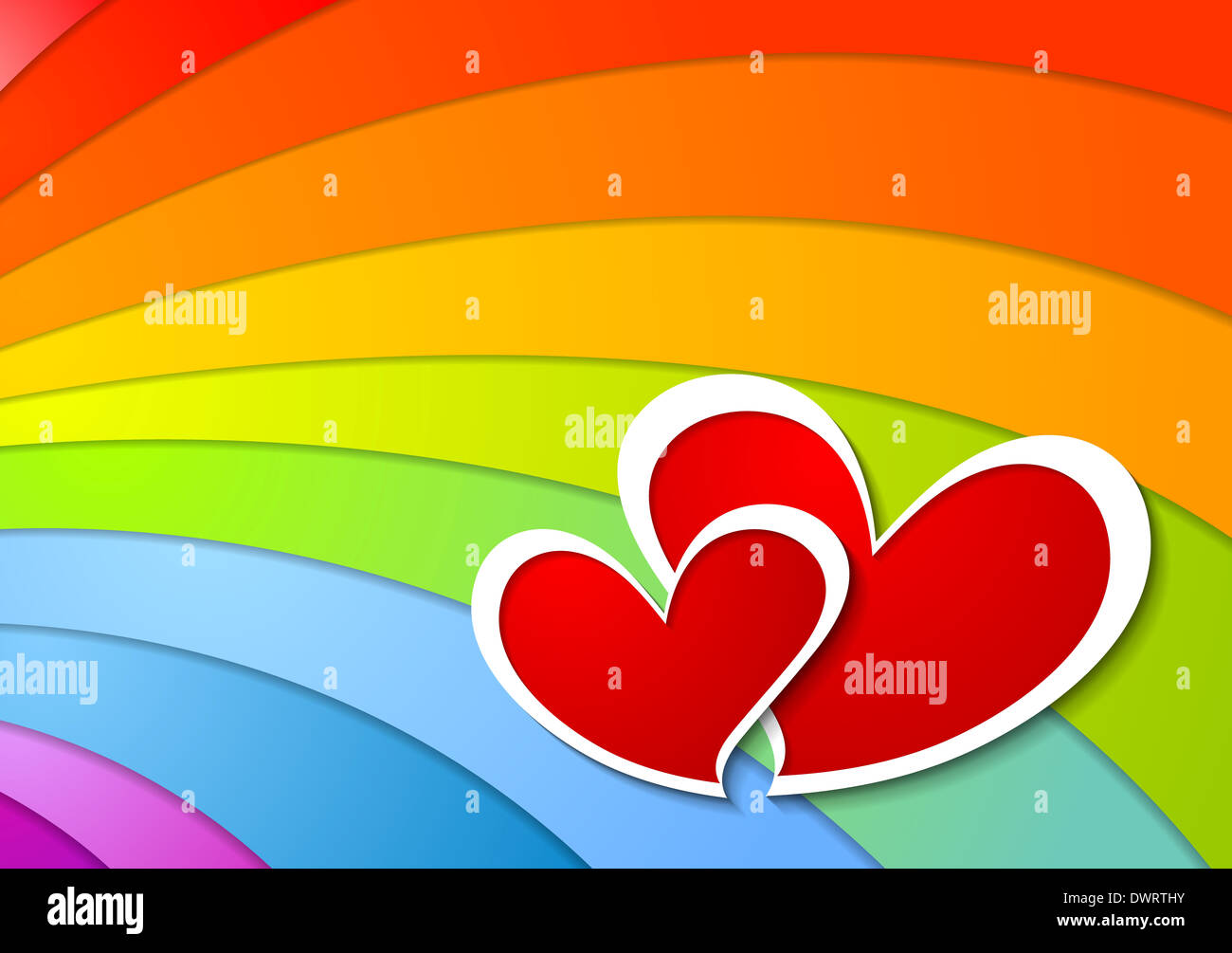 Valentines Day abstract background. Two vector paper hearts Stock Photo ...