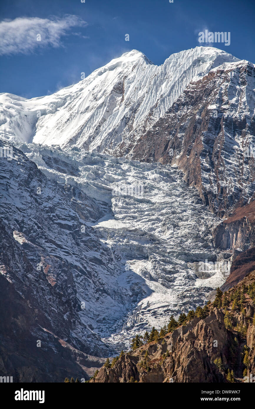 Icefall in Annapurna Region, Nepal Stock Photo