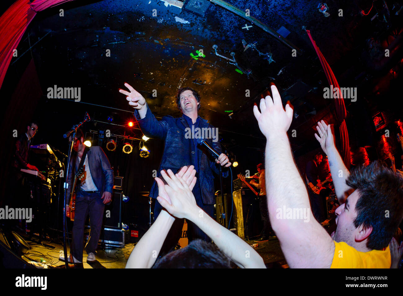 Portland, Oregon, USA. 11 March 2014. Electric Six perform onstage at Dantes in Portland, Oregon. Photo Credit:  Anthony Pidgeon/Alamy Live News Stock Photo