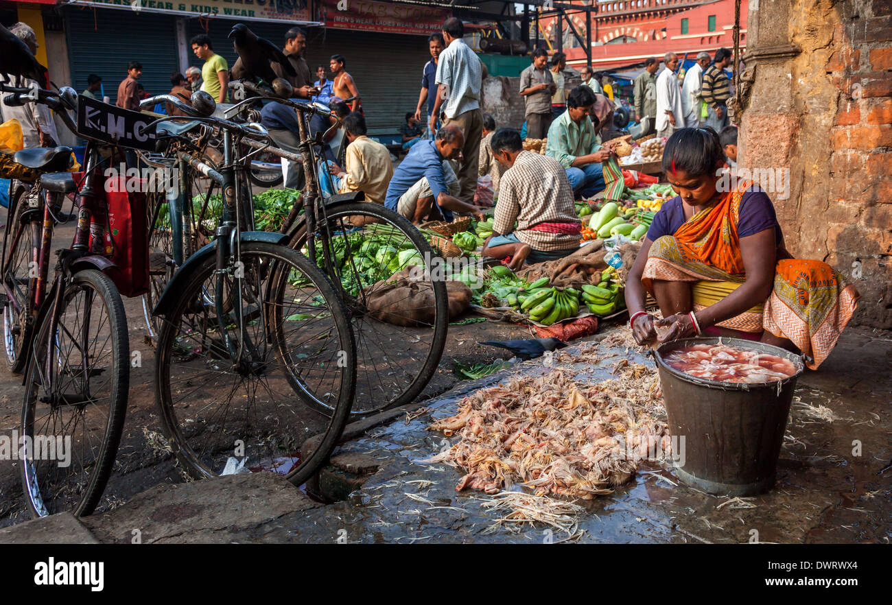 Street food market, Kolkata, West Bengal, India Stock Photo 67522732