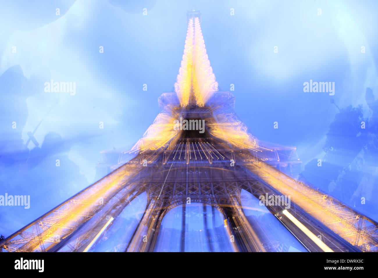 Paris, Eiffel Tower, Lighting Stock Photo