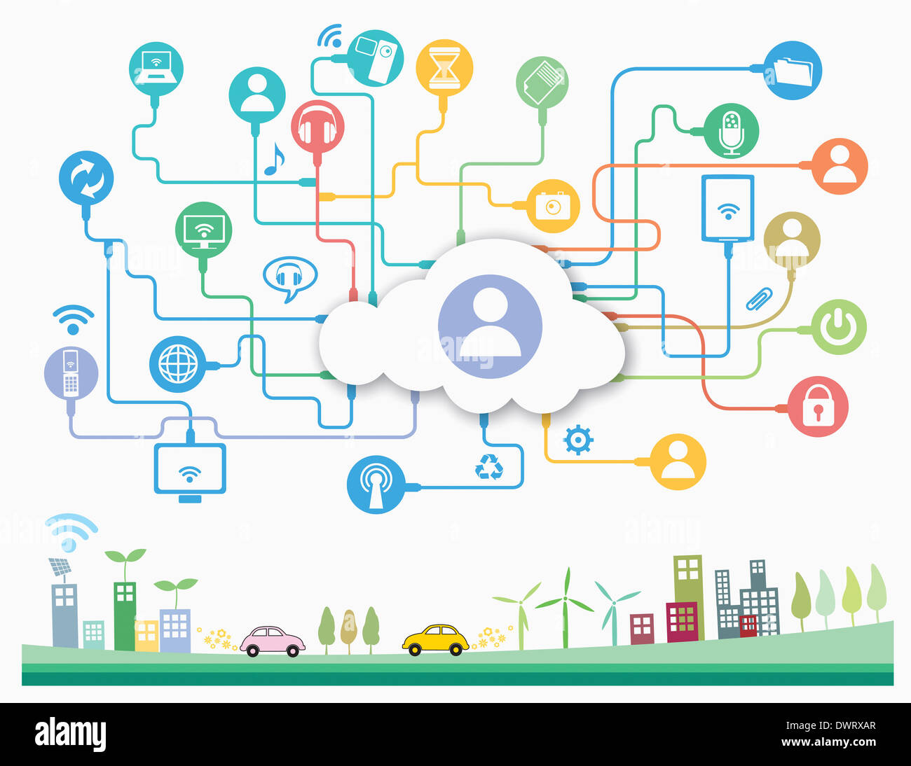 illustration of icons interconnected to each other Stock Photo Alamy