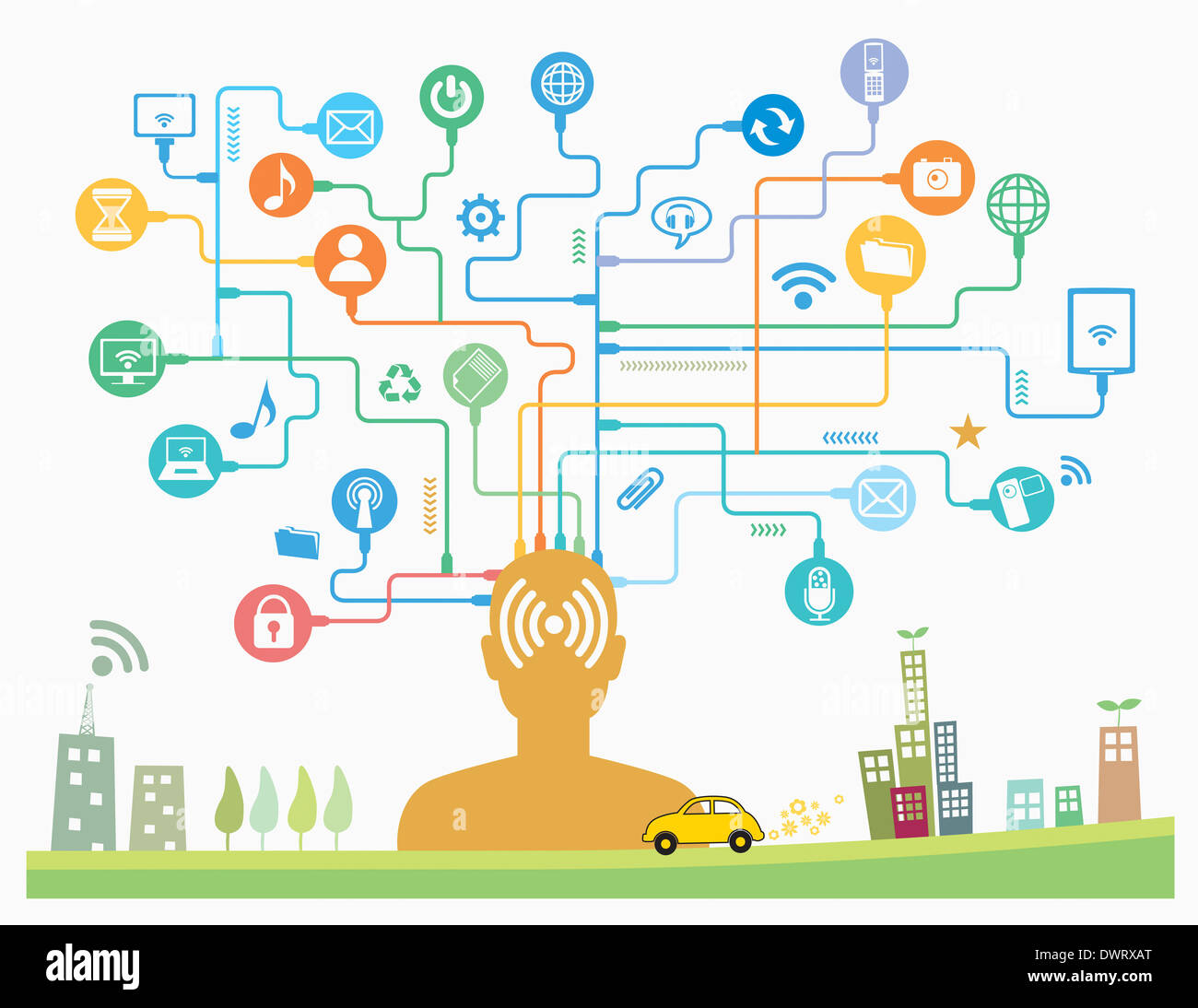 illustration of icons interconnected to each other Stock Photo Alamy