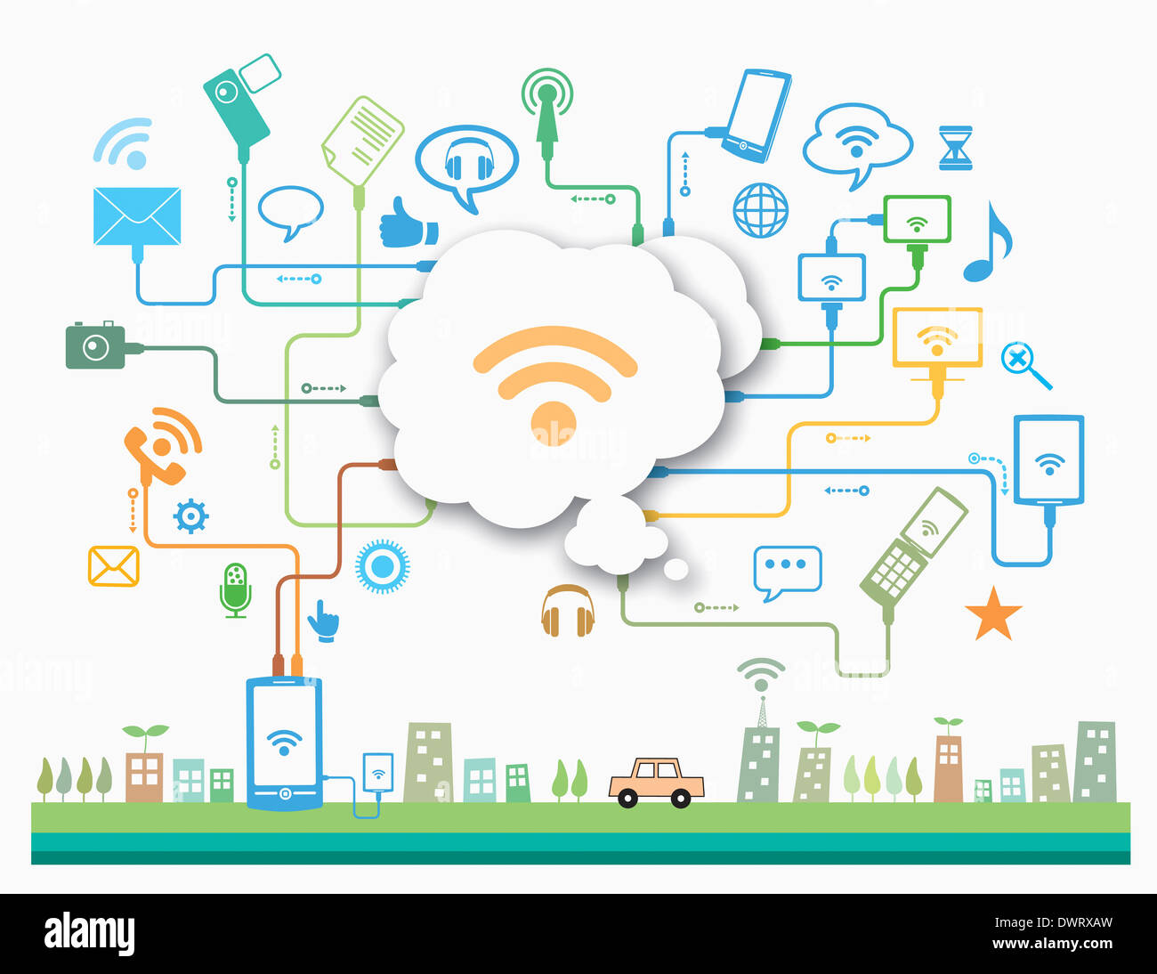 illustration of icons interconnected to each other Stock Photo Alamy