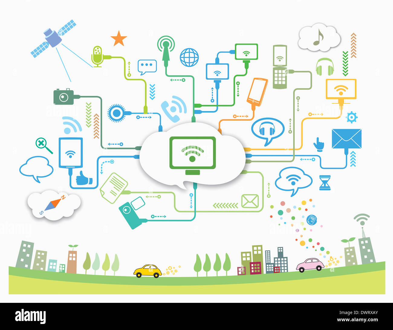 illustration of icons interconnected to each other Stock Photo Alamy