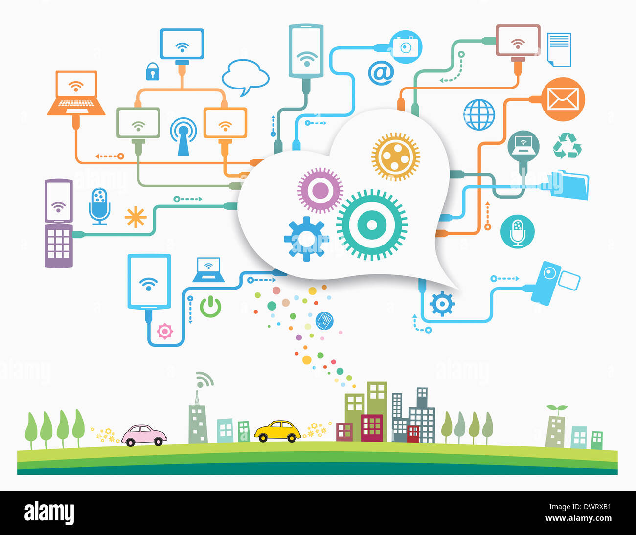 illustration of icons interconnected to each other Stock Photo Alamy