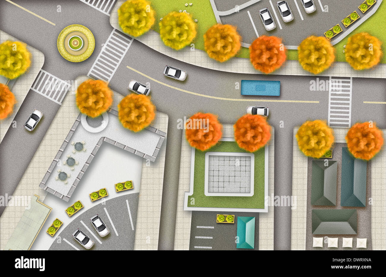 top down illustration view of city Stock Photo Alamy