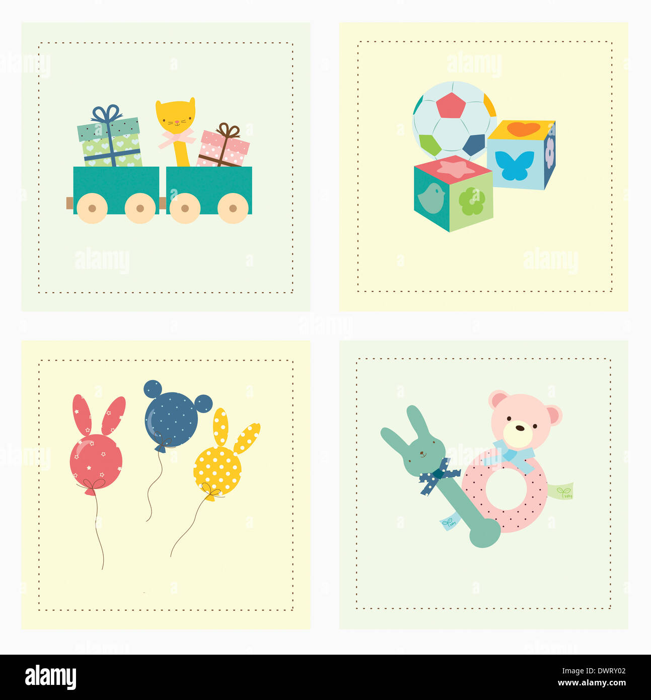 illustration set of baby items Stock Photo - Alamy
