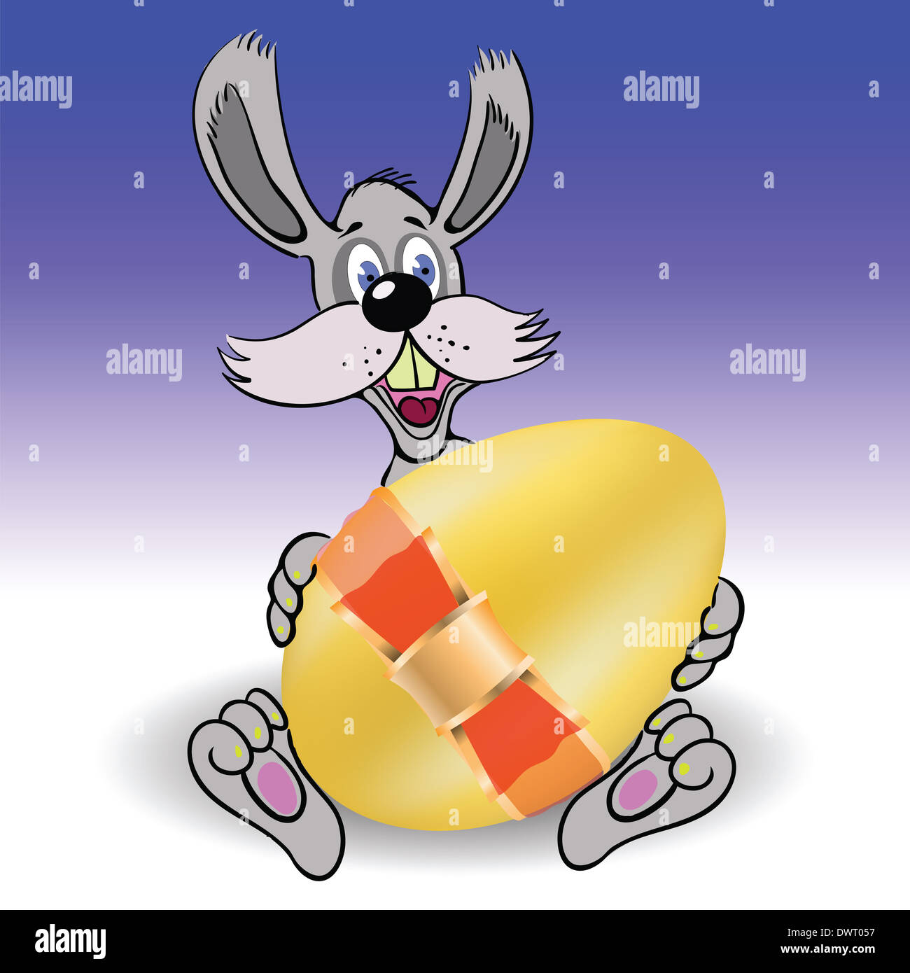 colorful illustration with rabbit and easter egg for your design Stock ...
