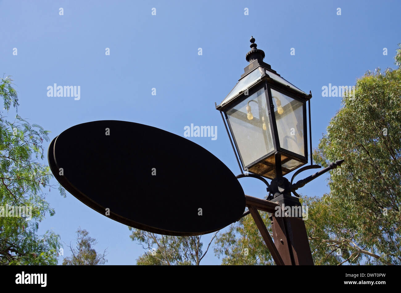 gas street light and blank sign Stock Photo