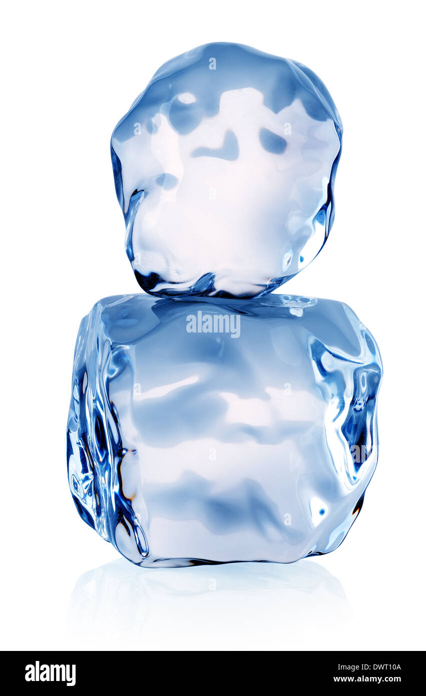 Two ice cubes isolated on a white background Stock Photo - Alamy
