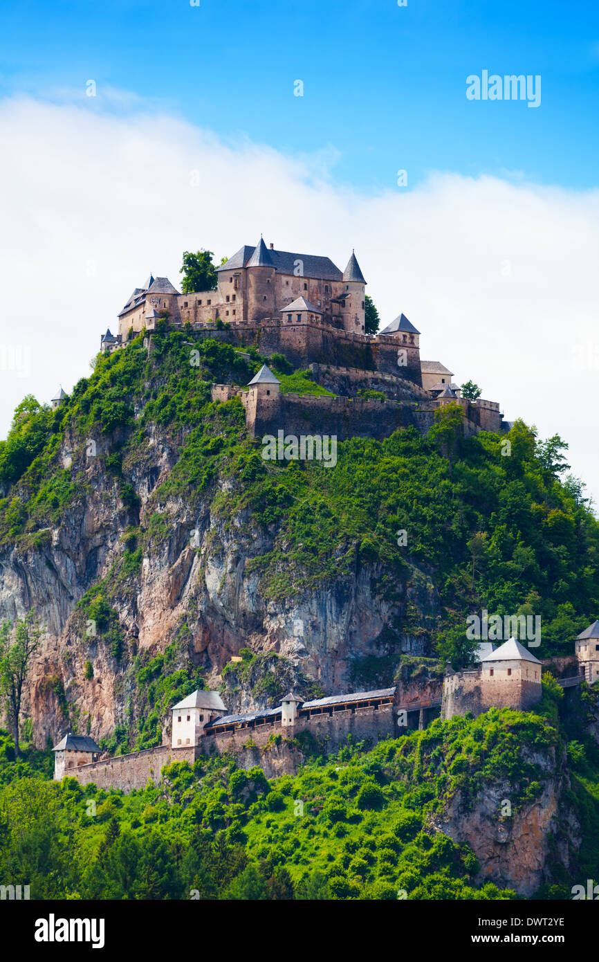 Walls and towers on the Hochosterwitz castle mountain in south Austria, central Europe Stock Photo