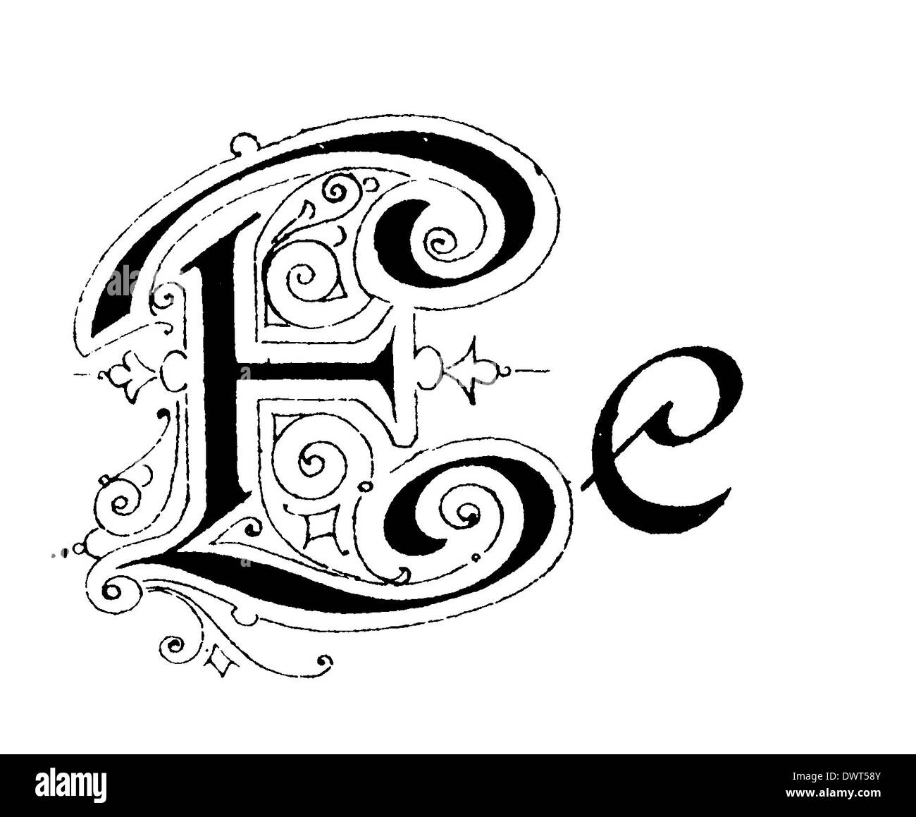 Alphabet character, letter E Stock Photo