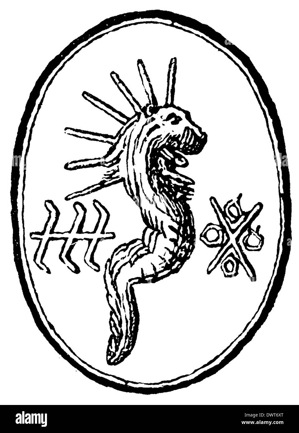 Abraxasgemme, Symbol des höchsten Urwesens Stock Photo