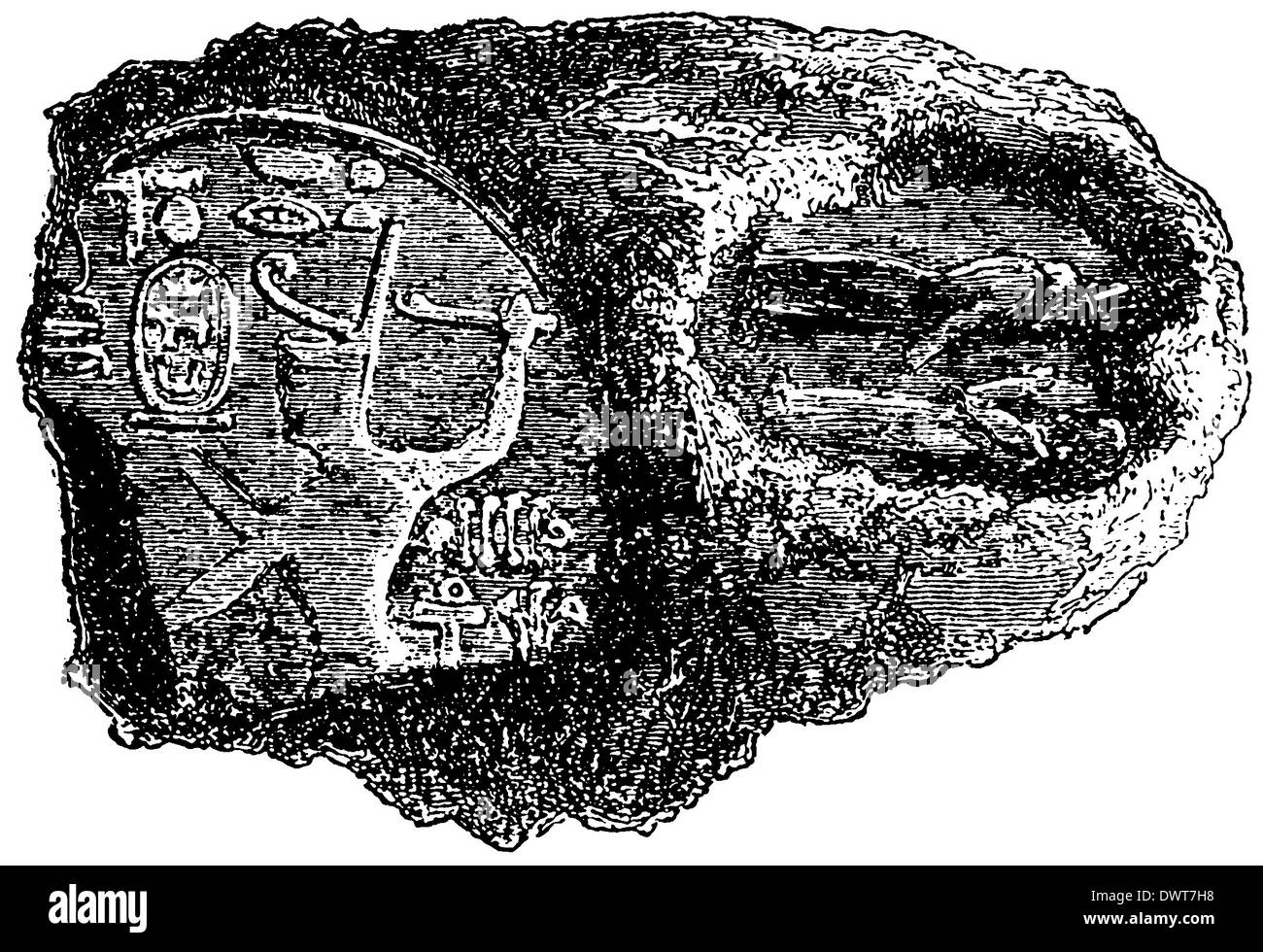 Abdruck der Siegel des Schabaka und des Königs von Assyrien auf einer Tonscherbe aus Kujundschik (Originalgröße) Stock Photo