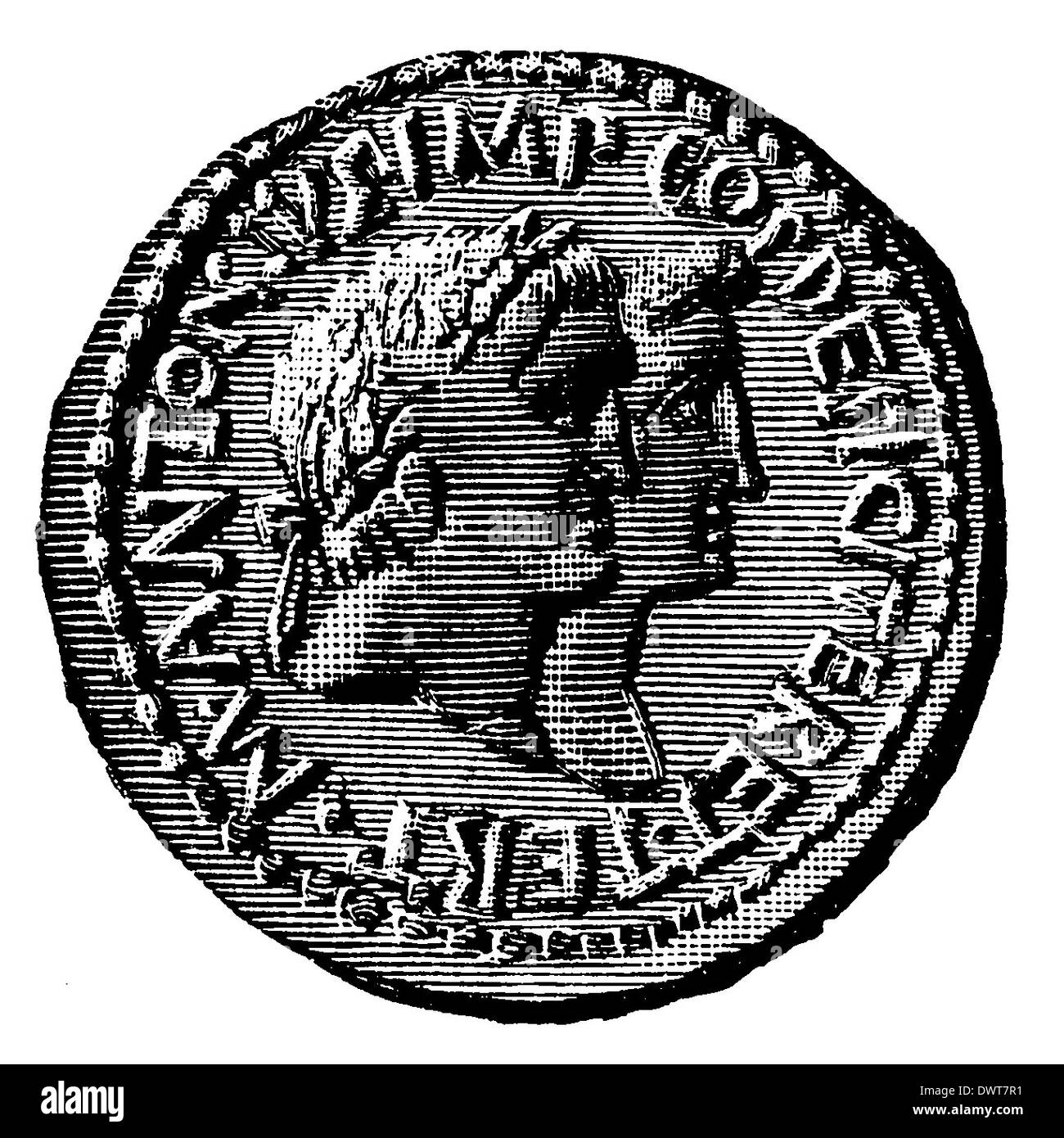 Marcus Antonius und Octavia (Schwester des Kaisers Augustus). Porträt auf einer Münze. Nach Imhoof-Blumer Stock Photo