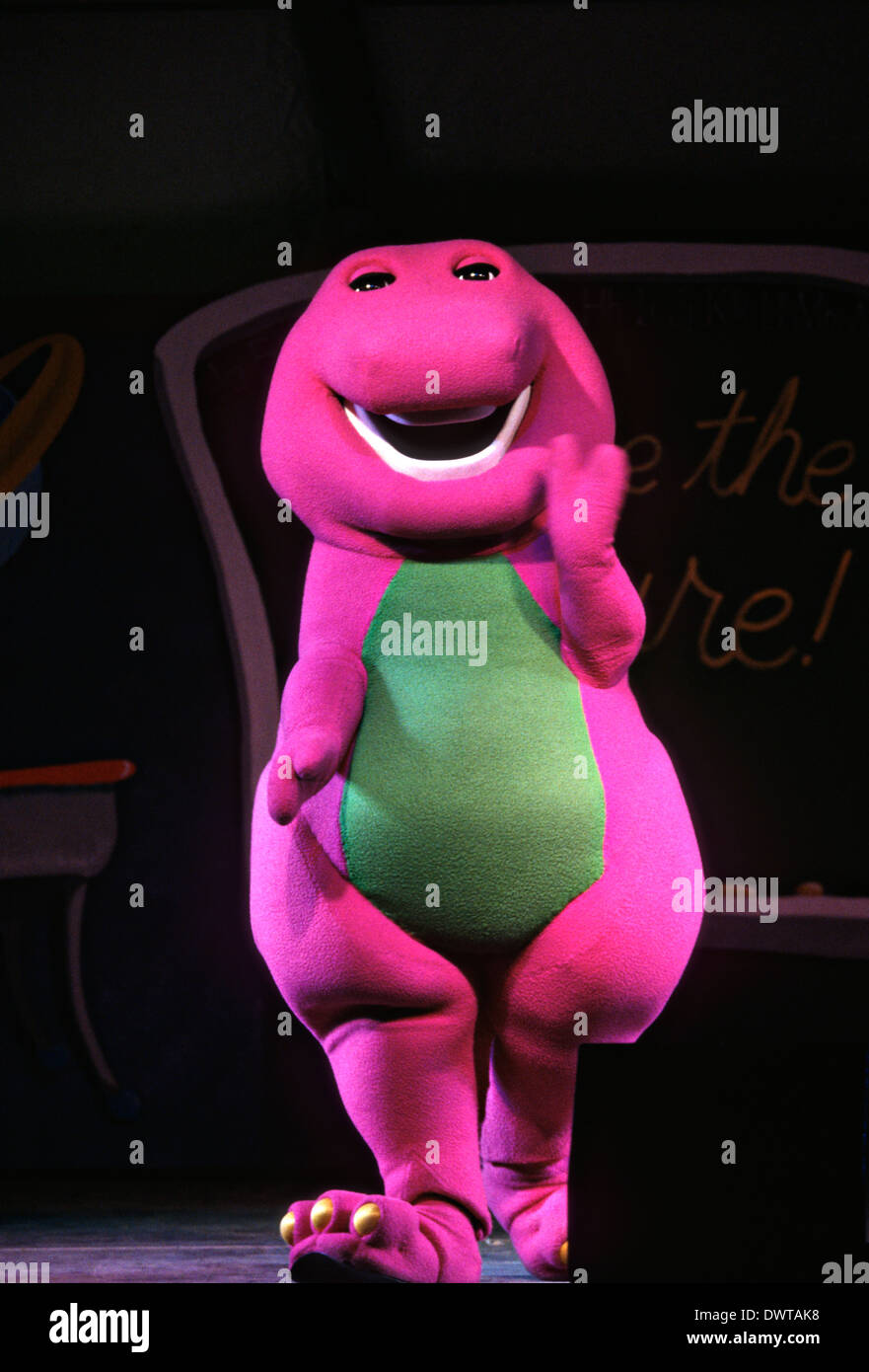 Popular children's character Barney the Purple Dinosaur performs at