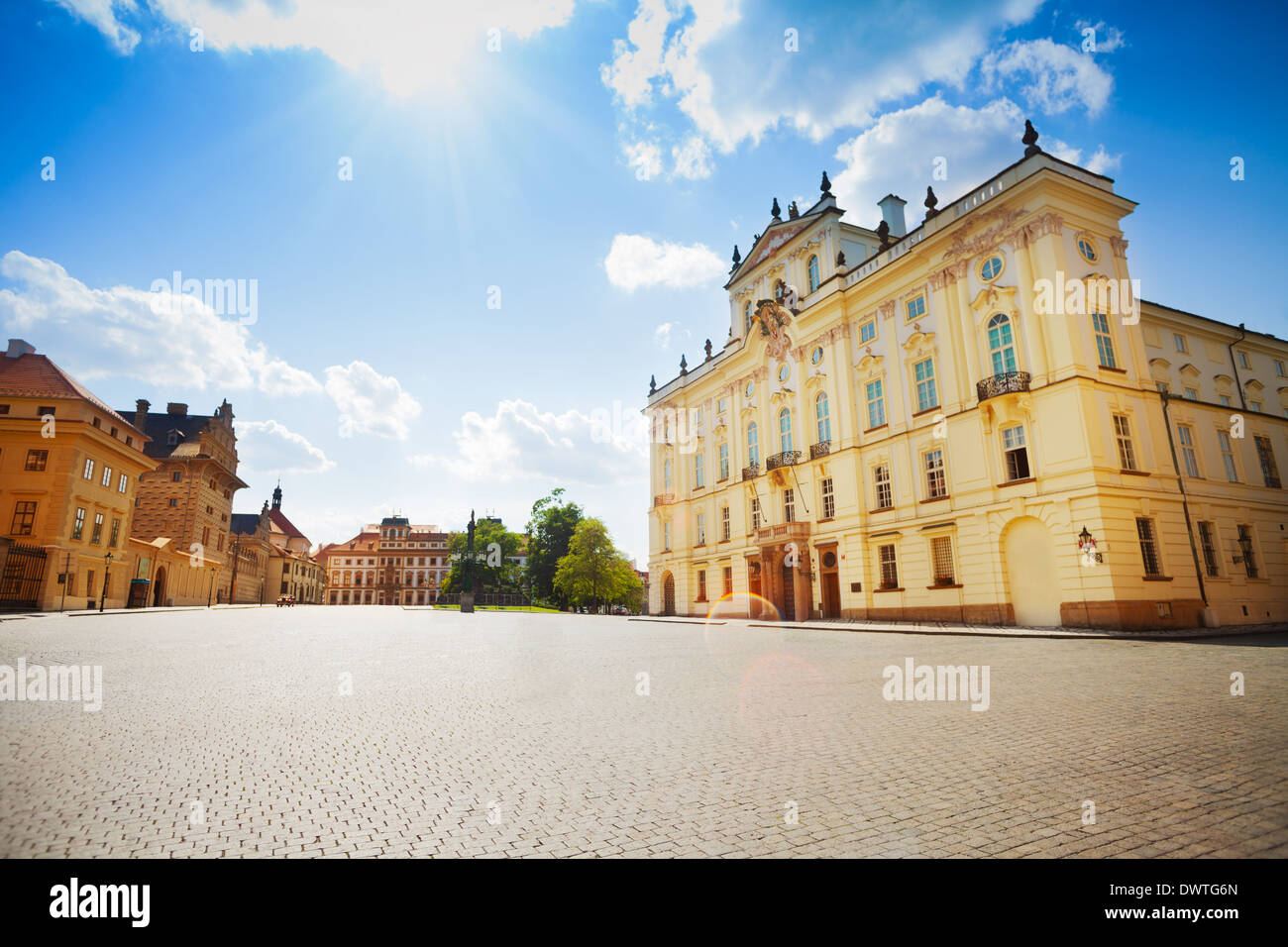 Archbishop's Palace near Prague Hrad on sunny day Stock Photo