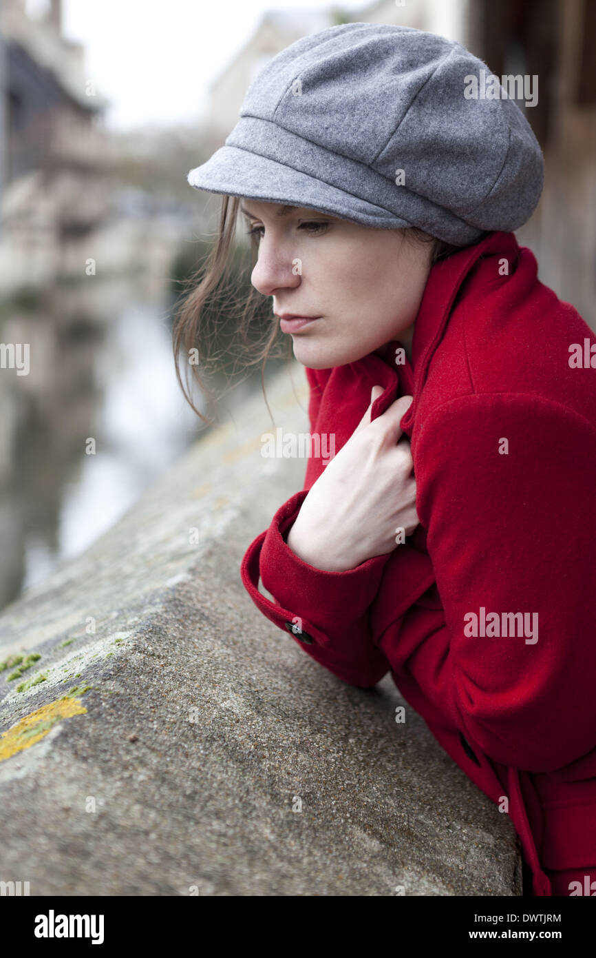 Woman thoughtful sad outdoor hi-res stock photography and images - Alamy