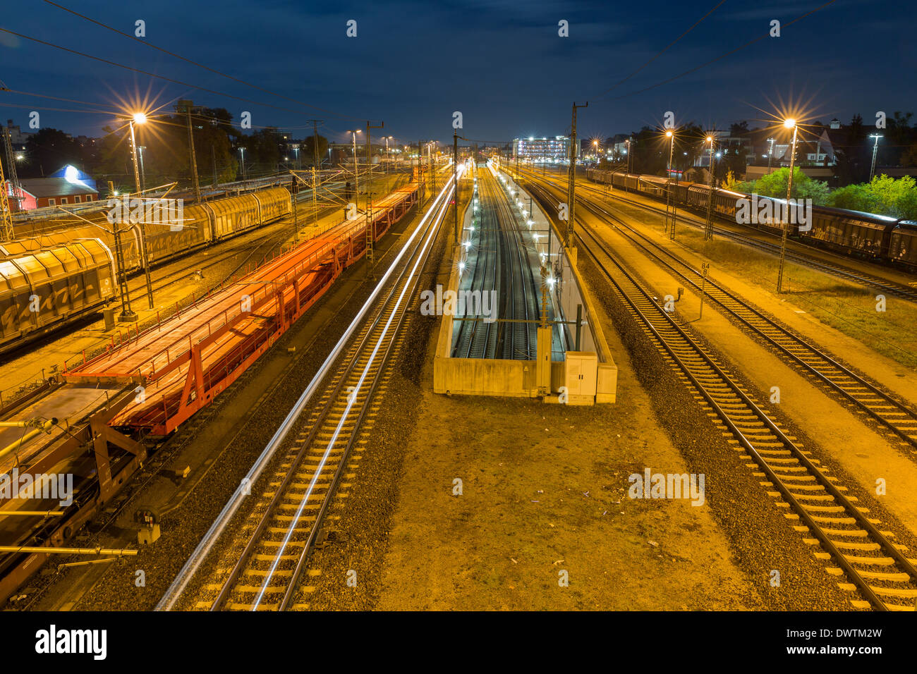 Ingolstadt North Train station at night Stock Photo