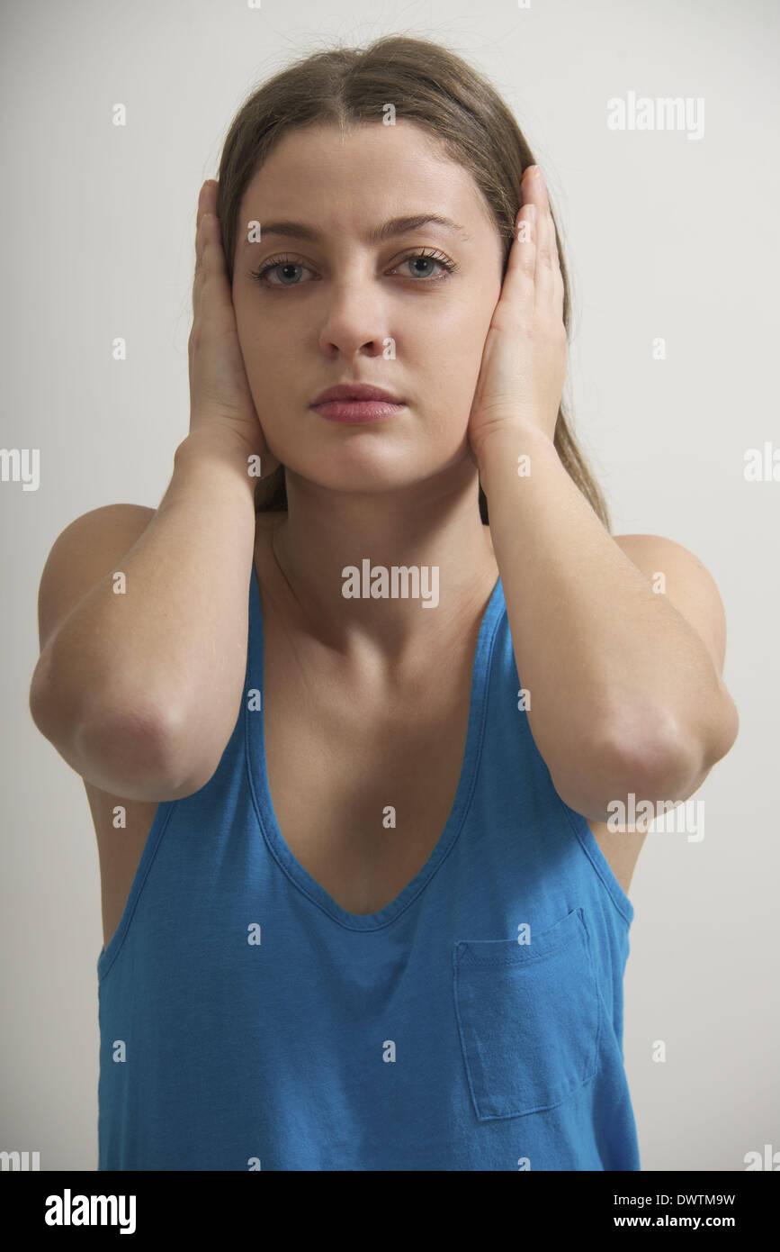 Ear Pain Woman Stock Photo Alamy Ear pain woman stock photo alamy