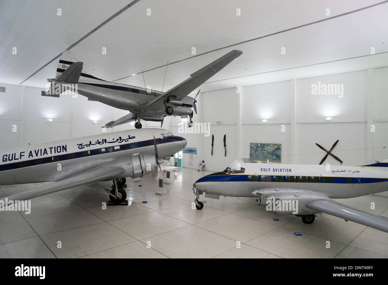 Vintage historic aircraft at Al Mahatta Museum, the preserved former airport in Sharjah United Arab Emirates Stock Photo
