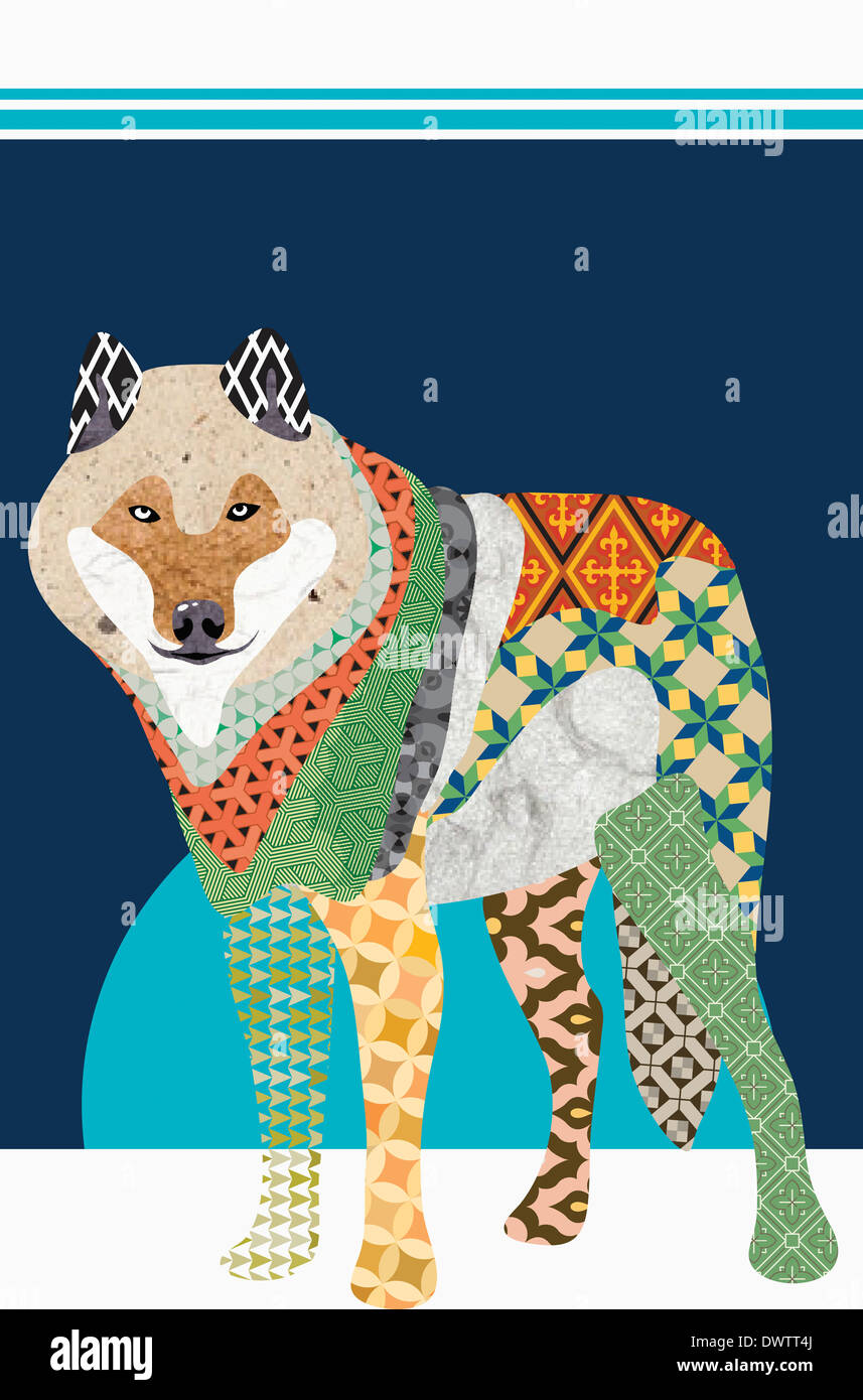 a wolf made out of different textiles Stock Photo Alamy