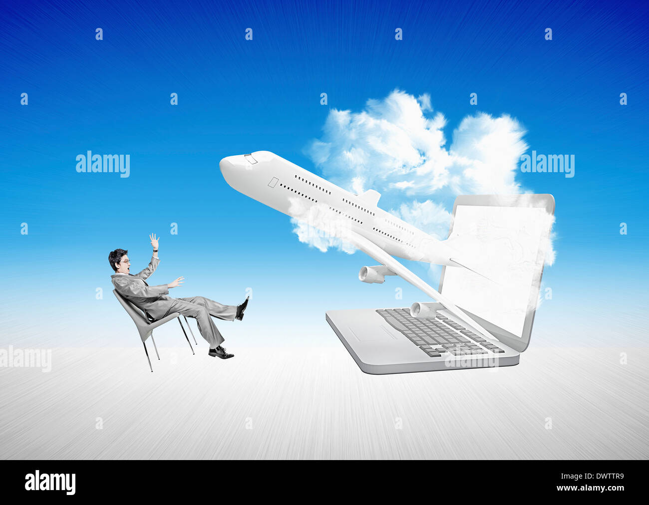 a plane flying from a laptop Stock Photo Alamy