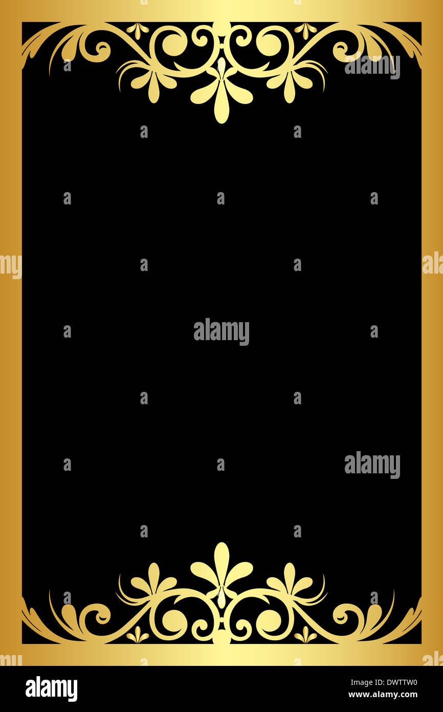 Vector black background with gold ornament Stock Photo - Alamy