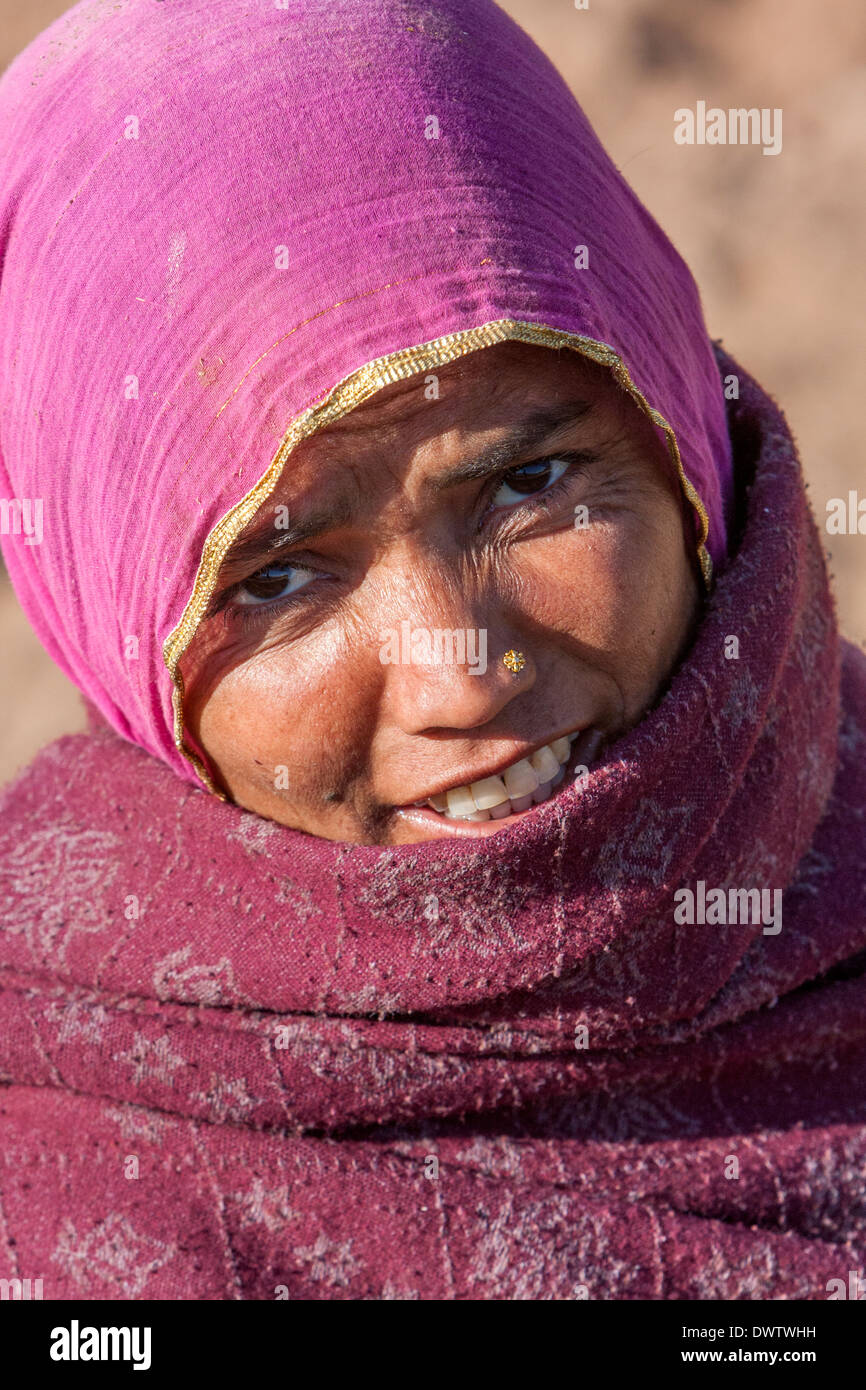 Jaipur, Rajasthan, India. Rajasthani Woman with Nose Pin. Stock Photo