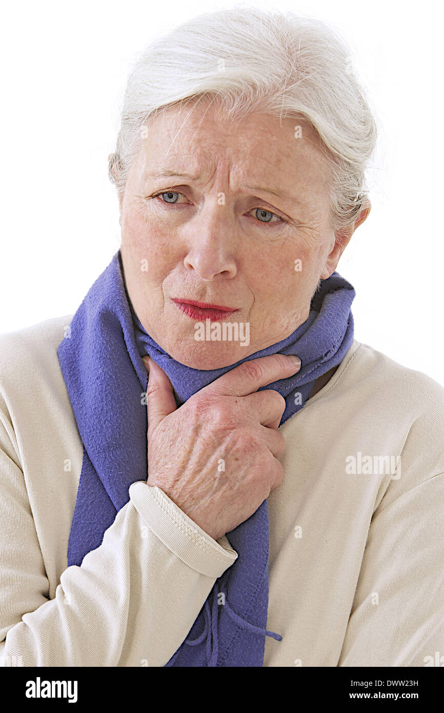 Sore throat senior Stock Photo Alamy