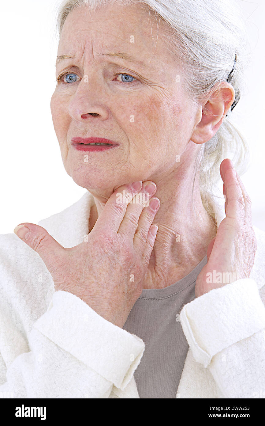 Sore throat senior Stock Photo Alamy