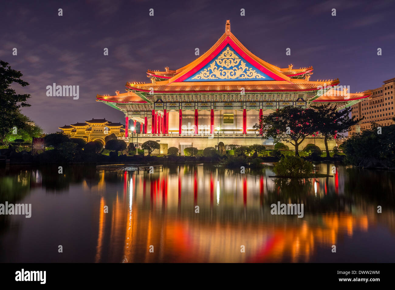 National concert hall at night in Taipei, Taiwan Stock Photo