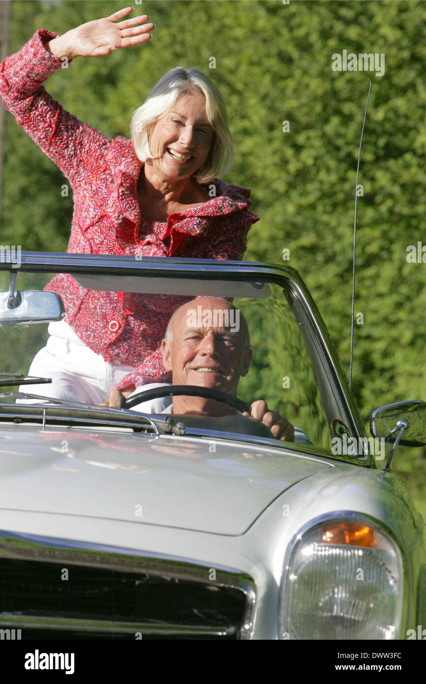 Driving vehicule senior Stock Photo