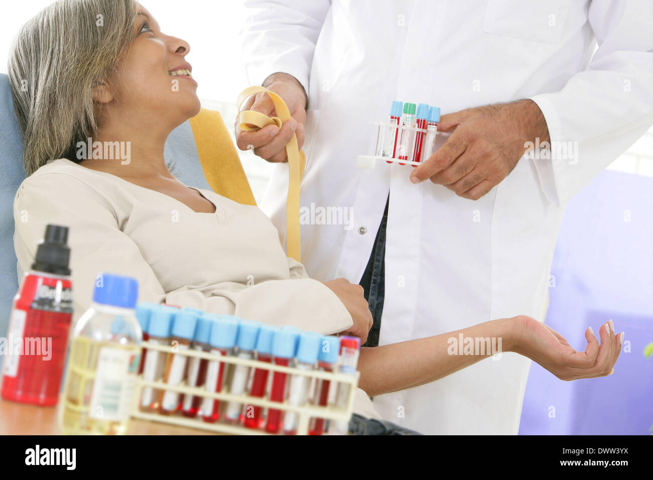 Blood specimen woman Stock Photo - Alamy