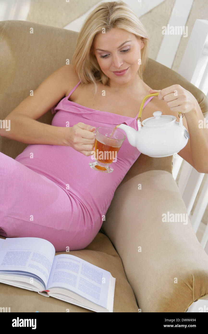 Hot drink pregnant woman Stock Photo Alamy