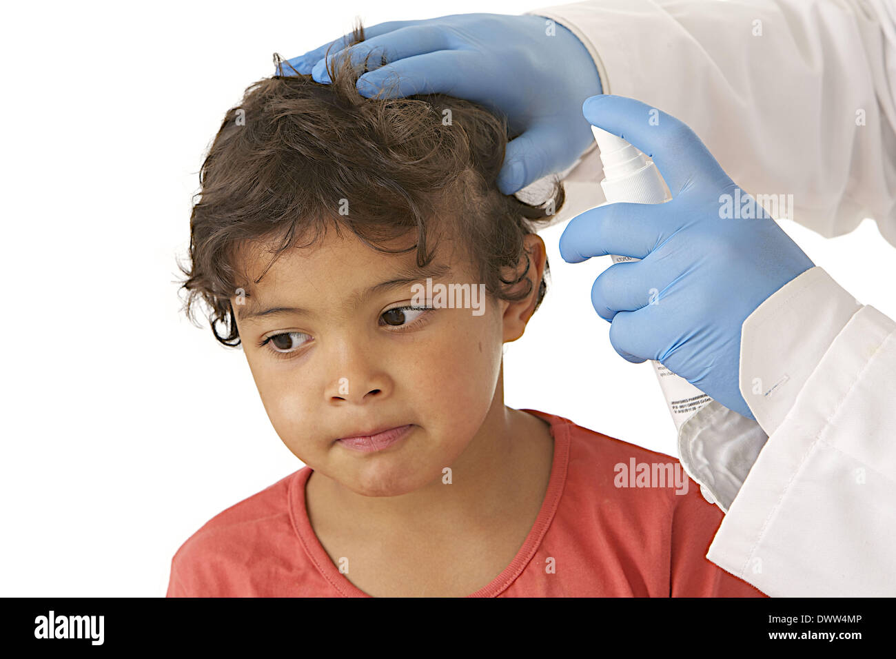 Treatment louse child Stock Photo