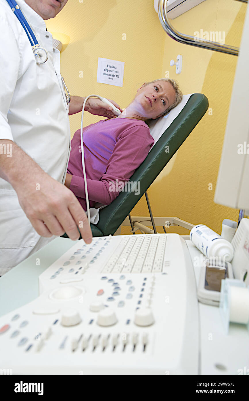 Carotid artery doppler sonography Stock Photo