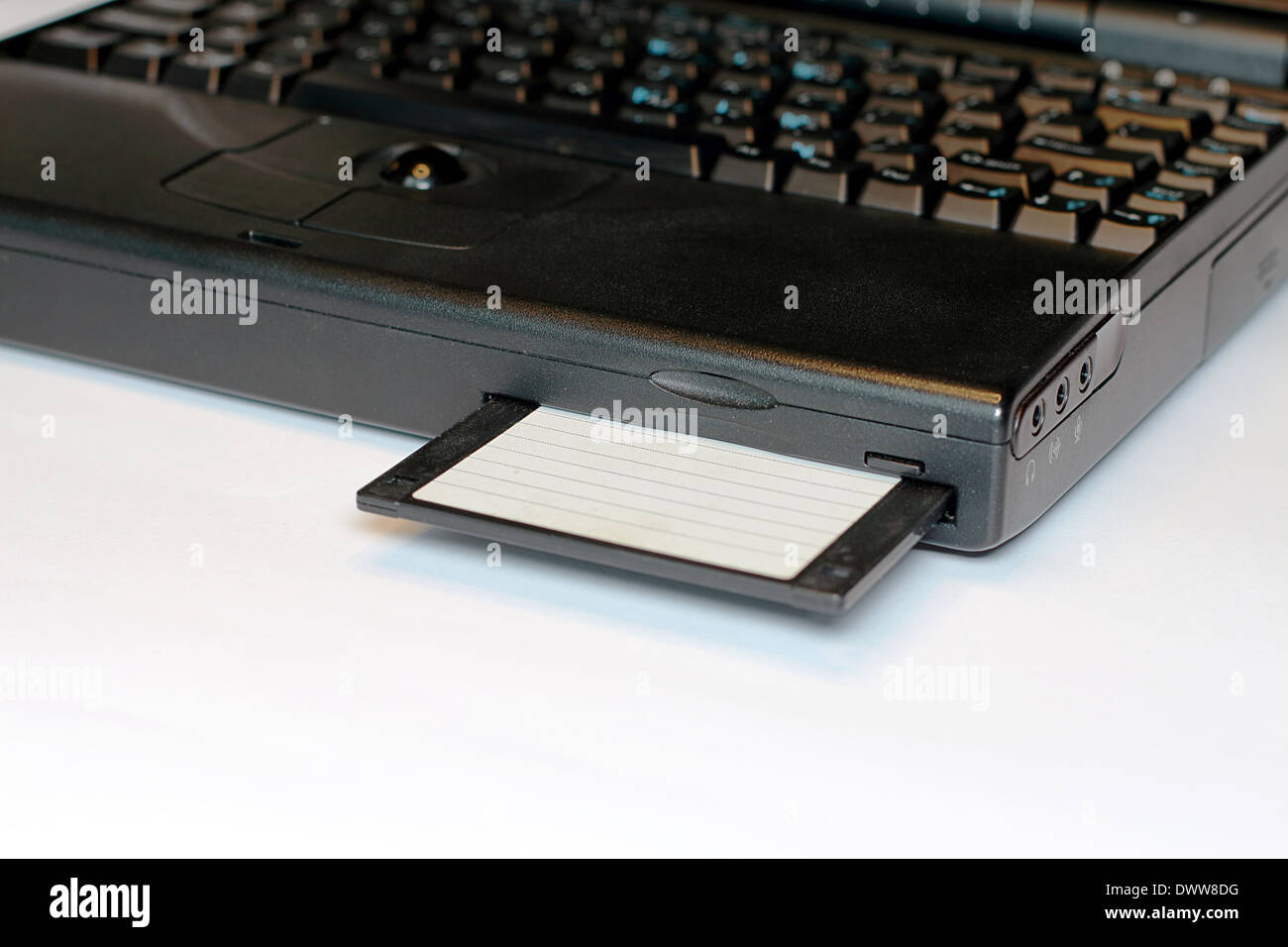 Old Laptop With Floppy Disk Stock Photo Alamy