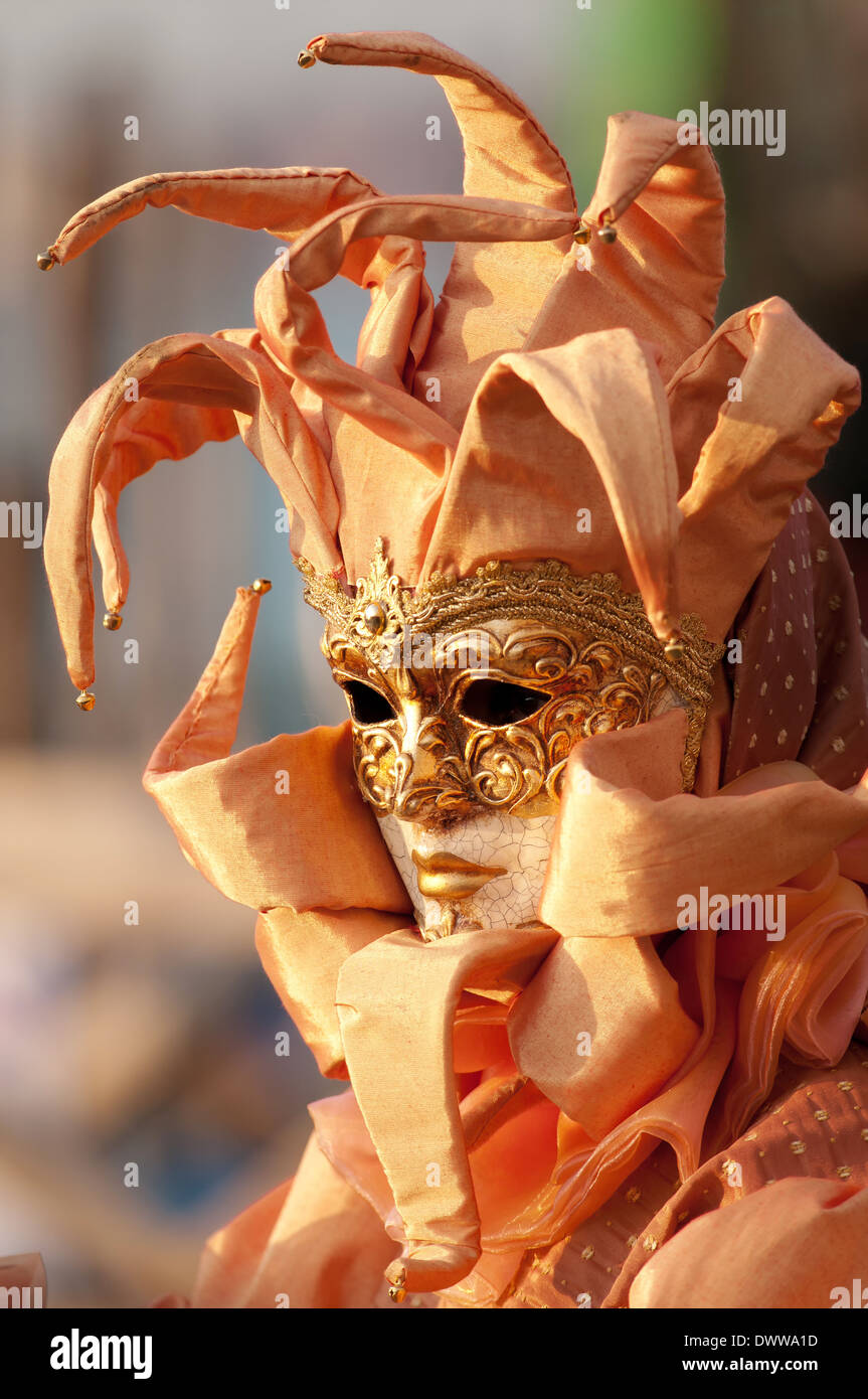 Portrait of an unknown party's annual outdoor pageant on February 2012 in Venice, Italy 'San Macro Square' Stock Photo