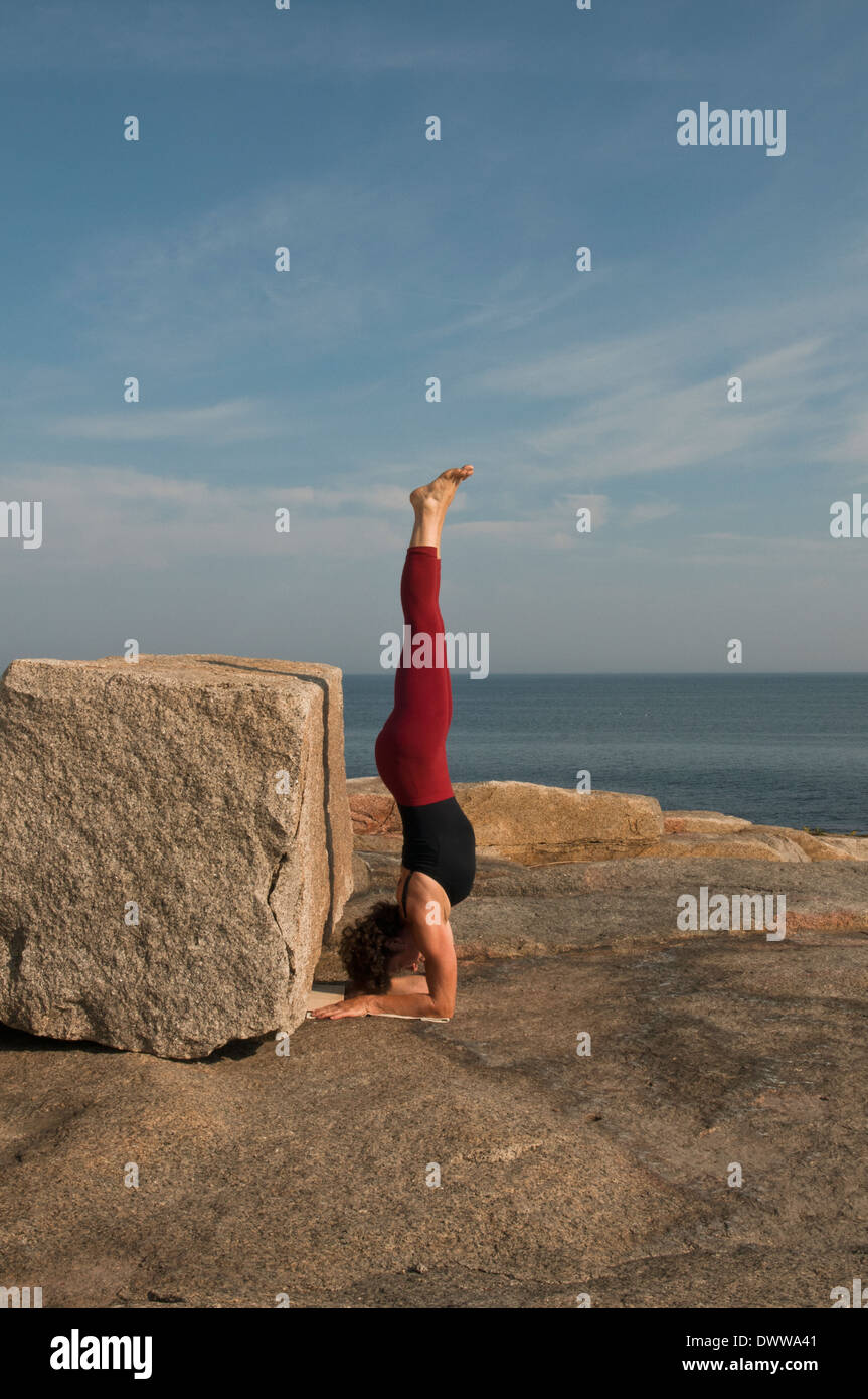 Iyengar ® Yoga Instructor Demonstrates Pincha Mayurasana (Inverted Stock  Photo - Alamy, image size:863x1390