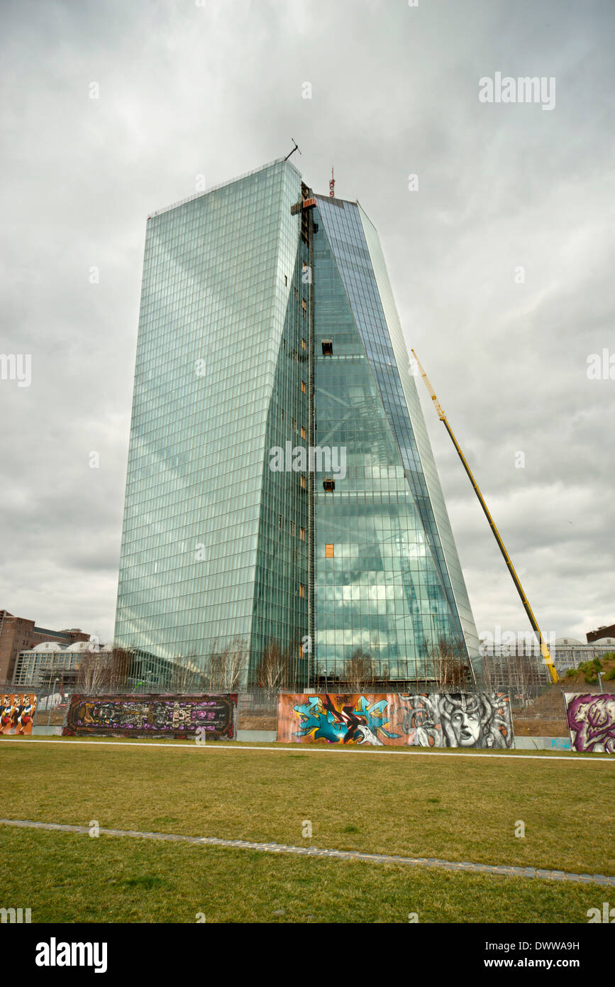 Germany, Frankfurt on the Main, new ECB building beside the river Main