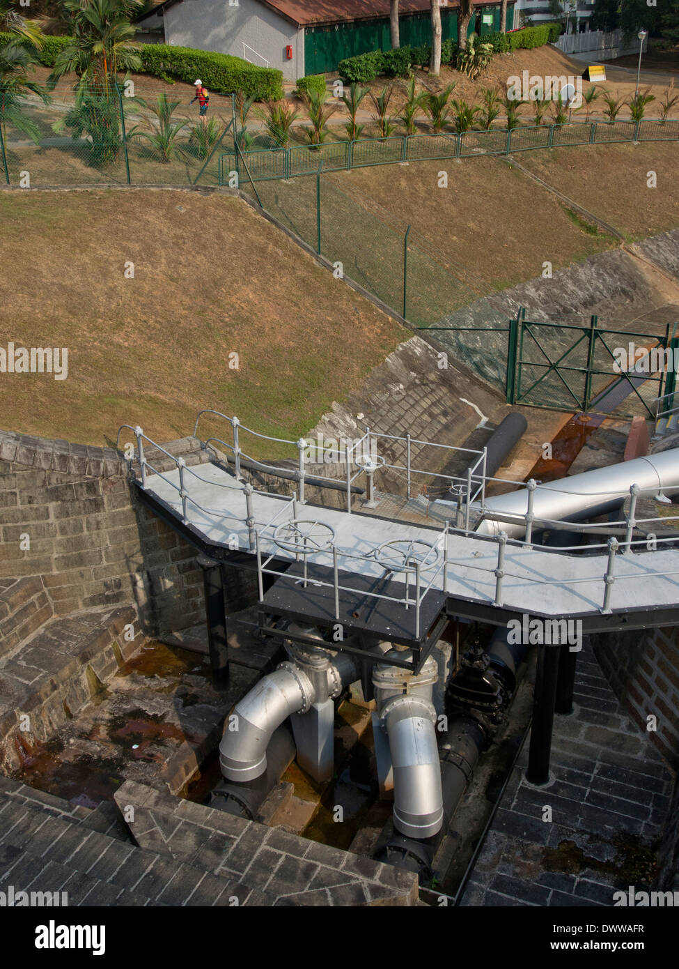 Water treatment plant at Mc Ritchie Reservoir, Singapore Stock Photo