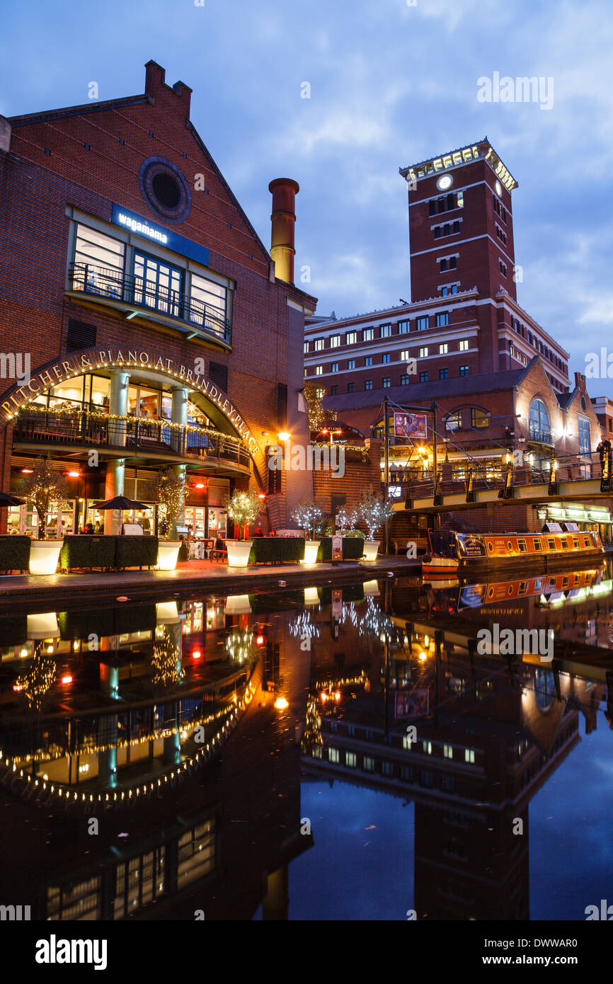 Brindley Place and the Birmingham Canal, Birmingham Stock Photo