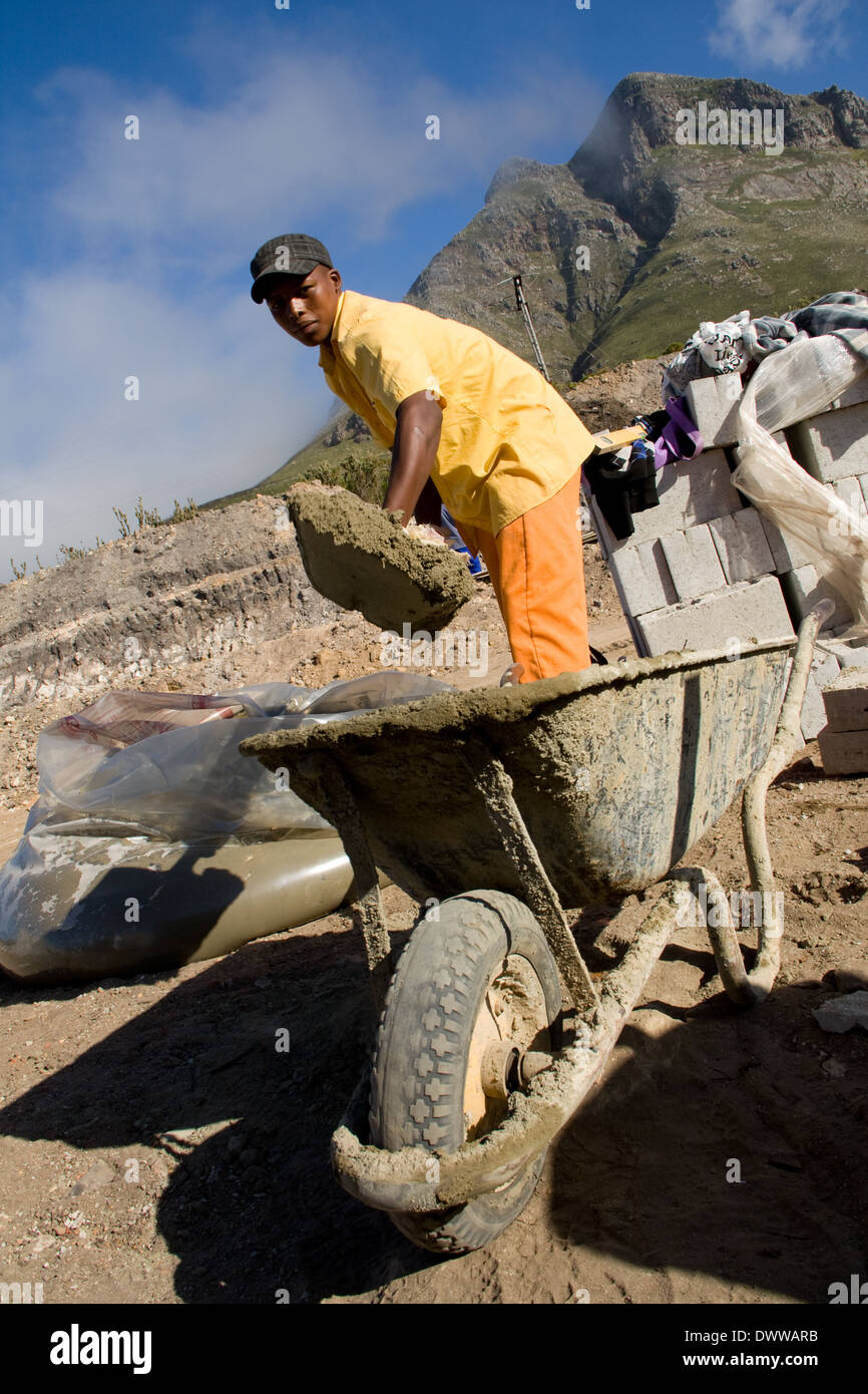 Ready mix mortar is delivered in huge plastic bags at the building site